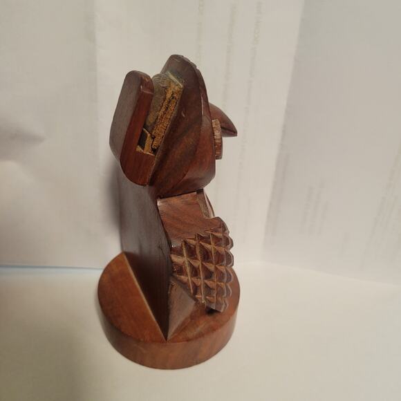 Vintage Hand Carved Wooden Eyeglasses Holder Owl Figurine - Picture 13 of 13